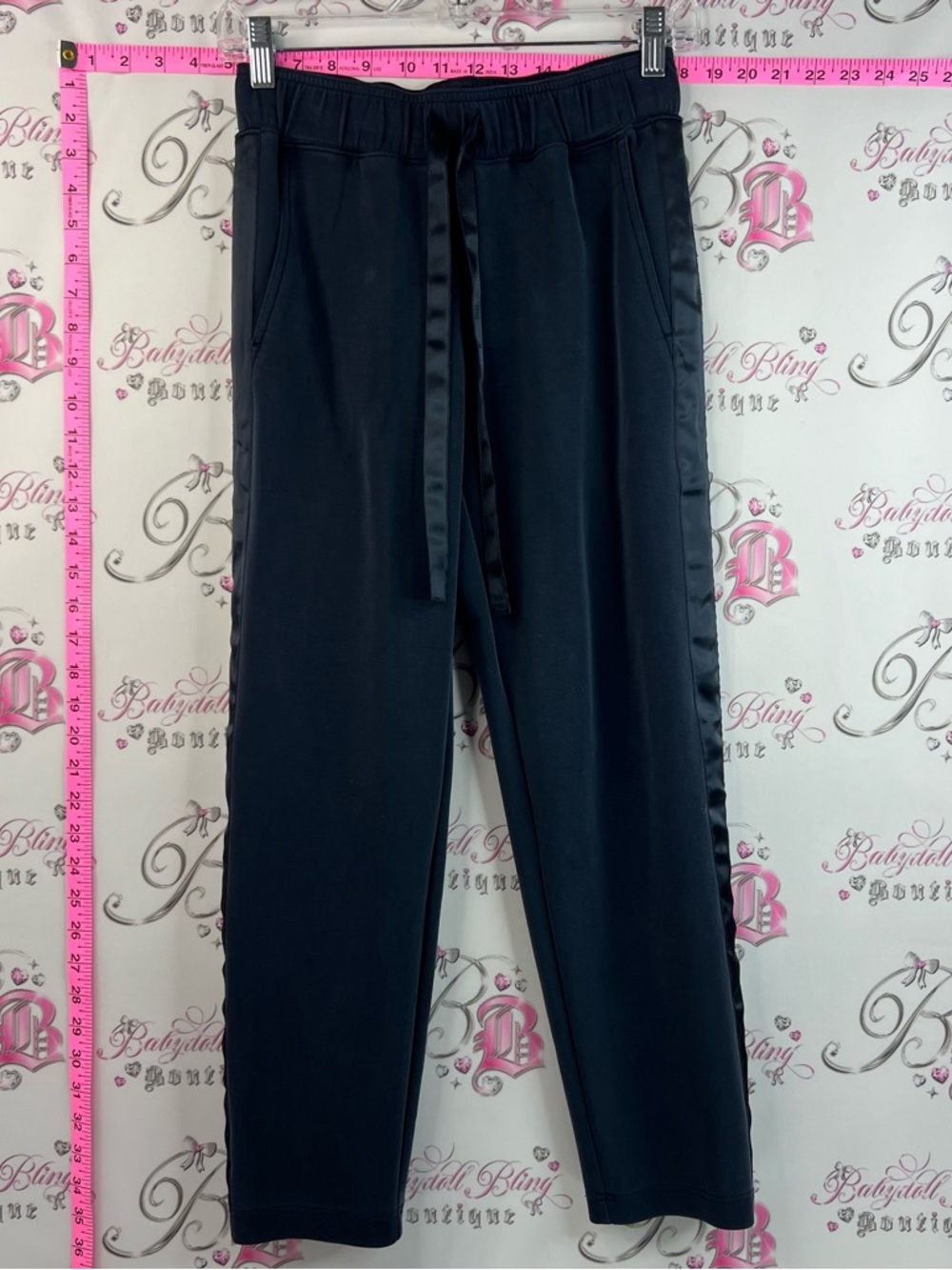 Club Smocked-Neck Blouse Flowy Pants With a Monaco Navy with a print of Shine
